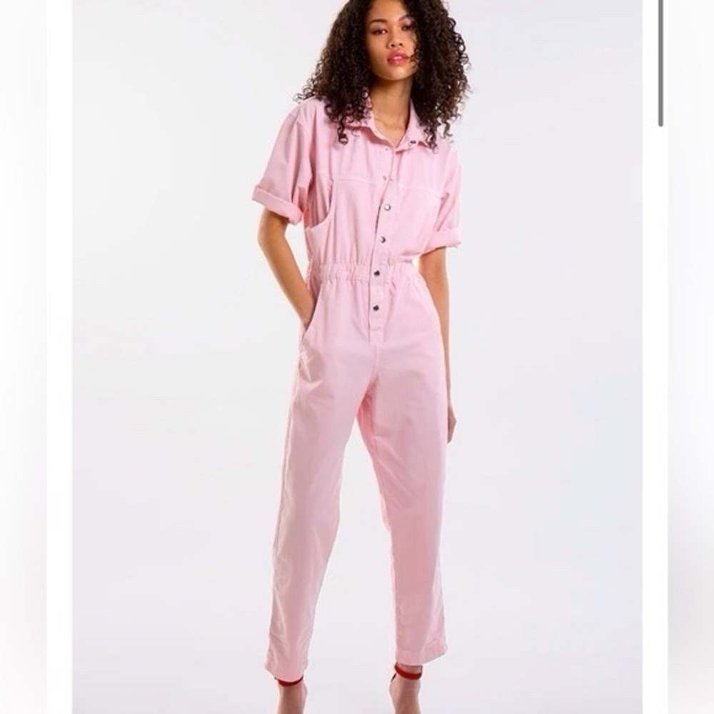 Overlover Cotton Twill Jumpsuit  Pink Sz M/L